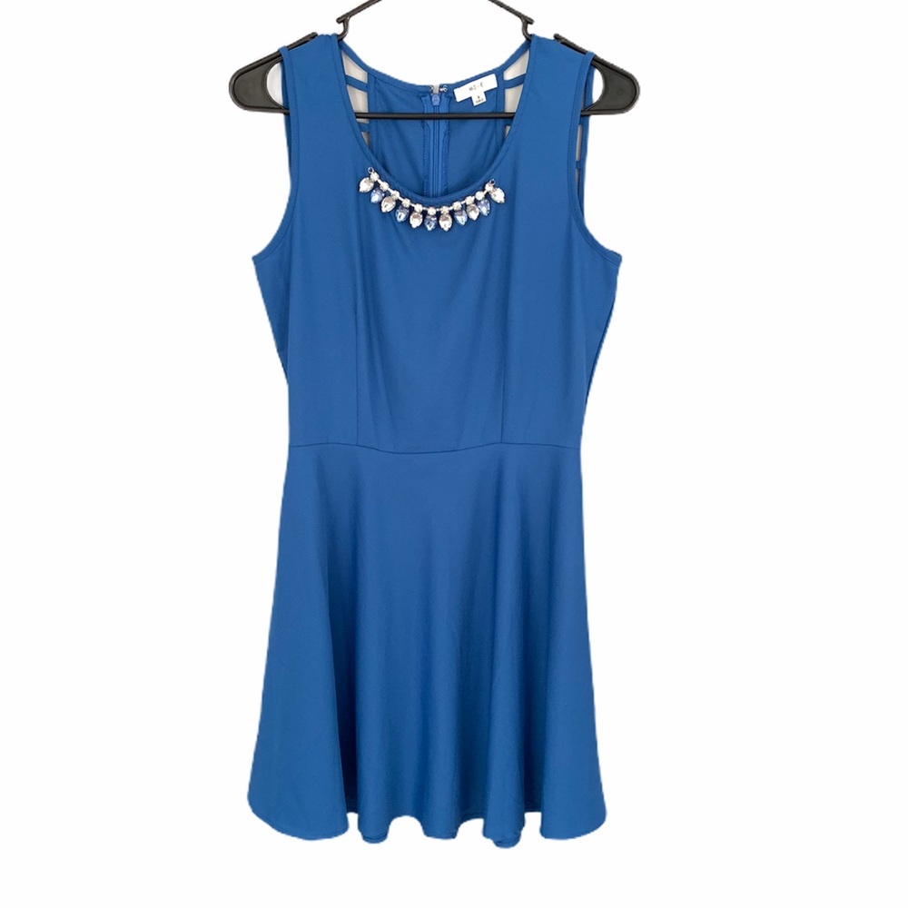 New! Mine Blue Flare Mini Dress